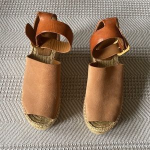 Chloe Espadrille Wedges Brown Leather Sz 5